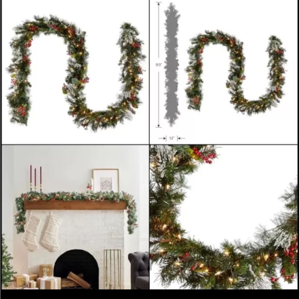 National Tree Company Outdoor Pre-lit Artificial Garland 9ftLong 50 White Lights